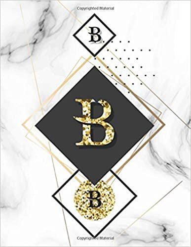 okumak Letter B monogrammed Notebook: Cute Gold Initial Monogram Letter B College Ruled Notebook. Pretty Personalized Medium Lined Journal &amp; Diary - 8.5x11 - White Marbles and gold