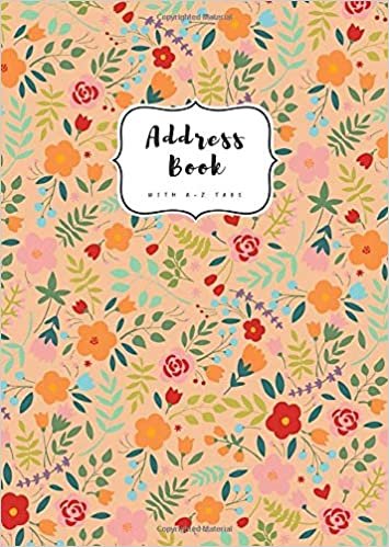 okumak Address Book with A-Z Tabs: B6 Contact Journal Small | Alphabetical Index | Colorful Mini Floral Design Orange