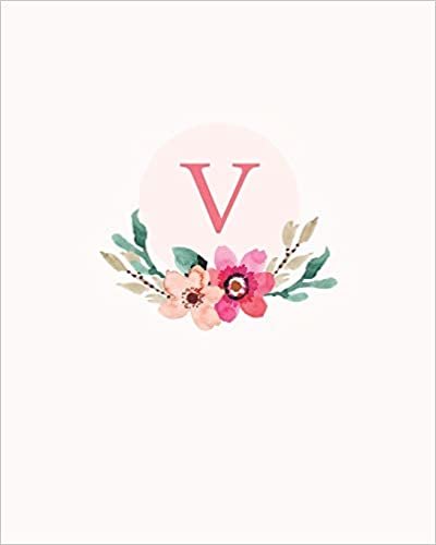 okumak V: 110 Dot-Grid Pages | Monogram Journal and Notebook with a Classic Light Pink Background of Vintage Floral Roses in a Watercolor Design | ... Journal | Monogramed Composition Notebook