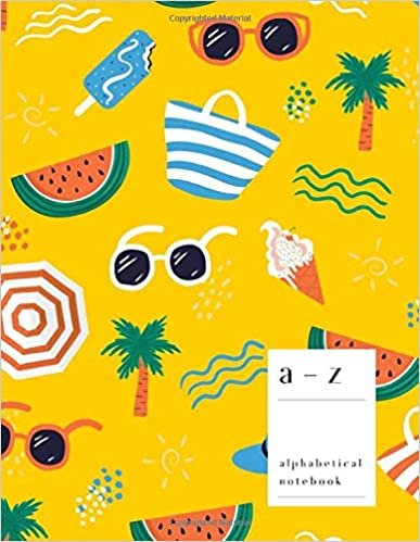 okumak A-Z Alphabetical Notebook: 8.5 x 11 Large Ruled-Journal with Alphabet Index | Fun Summer Activity Cover Design | Yellow