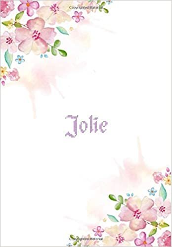 okumak Jolie: 7x10 inches 110 Lined Pages 55 Sheet Floral Blossom Design for Woman, girl, school, college with Lettering Name,Jolie