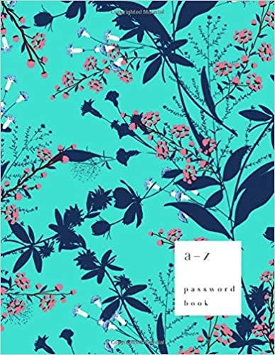 okumak A-Z Password Book: 8.5 x 11 Big Password Notebook with A-Z Alphabet Index | Large Print Format | Trendy Tropical Floral Design | Turquoise