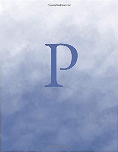 okumak P: Monogram Initial P Notebook for Women and Girls-Ombre Blue Watercolor-120 Pages 8.5 x 11
