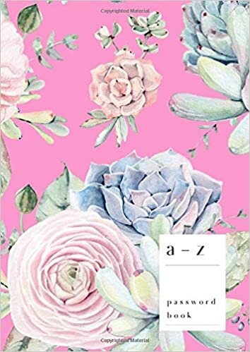 okumak A-Z Password Book: A4 Big Login Notebook with A-Z Alphabet Index | Large Print Format | Pretty Succulent Flower Design | Pink