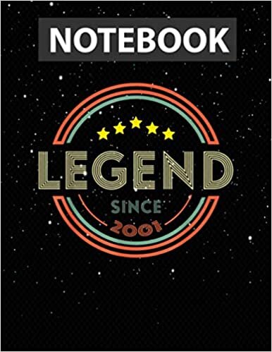 okumak 20 Years Old s Legend Since 2001 Vintage 20th Birthday / Notebook Journal Line / Large 8.5&#39;&#39;x11&#39;&#39;