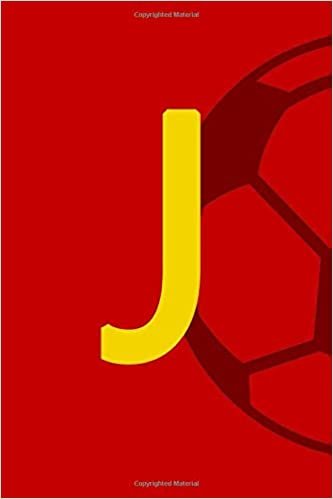 J: Football Initial Monogram Letter J RED College Ruled Notebook Customized Medium Lined Journal & Diary for Boys 15.24 x 22.86 cm 120 Pages