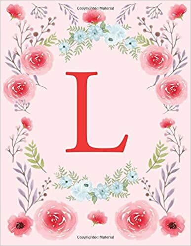 okumak L: Monogram Initial L Notebook for Women and Girls, Floral (8.5 x 11) 120 Pages Graph Bullet Journal
