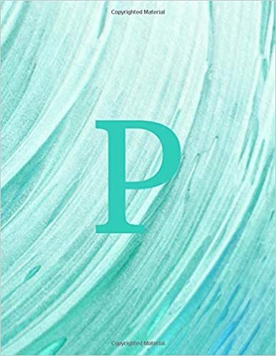 okumak P: Monogram Initial P Notebook for Women and Girls-Seafoam Blue Swirl-120 Pages 8.5 x 11