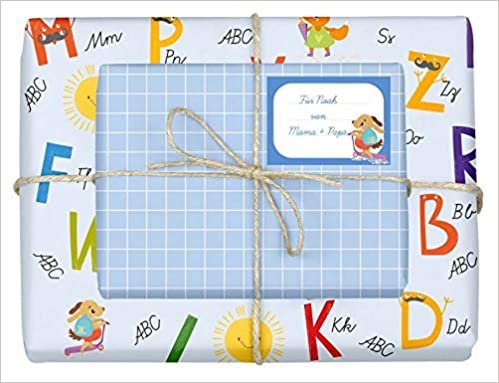 okumak Geschenkpapier-Set für Kinder: Einschulung (für Jungen): 4x Einzelbögen + 4x Schulheft-Etiketten