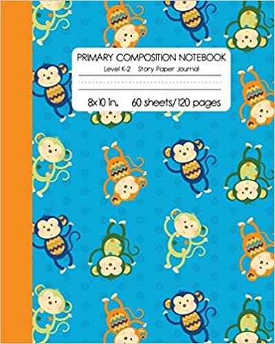 okumak Primary Composition Notebook Level K-2 Story Paper Journal: Monkey Draw and Write Dotted Midline Creative Picture Diary | Kindergarten to 2nd Grade Elementary Students