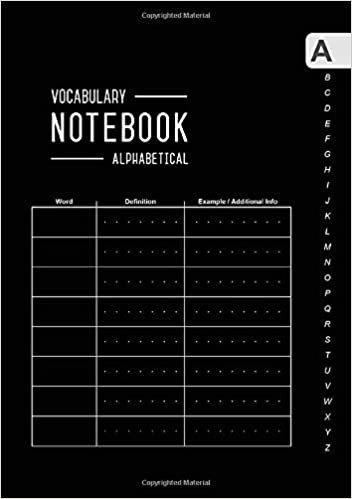 okumak Vocabulary Notebook Alphabetical: A5 Medium Notebook 3 Columns with A-Z Tabs Printed | Smart Design Black