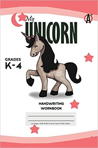 okumak My Unicorn Primary Handwriting k-4 Workbook, 51 Sheets, 6 x 9 Inch, Pink Cover