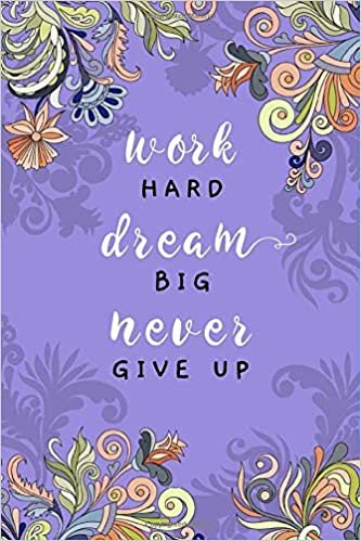 okumak Work Hard, Dream Big, Never Give Up: 4x6 Password Notebook with A-Z Tabs | Mini Book Size | Indian Curl Ornamental Floral Design Blue-Violet
