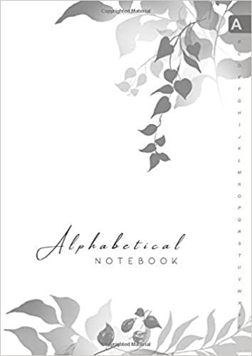 okumak Alphabetical Notebook: A4 Lined-Journal Organizer Large | A-Z Alphabetical Tabs Printed | Cute Shadow Floral Decoration Design White