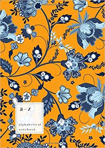 okumak A-Z Alphabetical Notebook: B5 Medium Ruled-Journal with Alphabet Index | Cute Jacobean Floral Leaf Cover Design | Orange