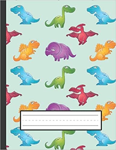 okumak Smart Colorful Dinosaurs: Primary Composition Notebook - Grades K-2 Handwriting Workbook: Standard School Size, Full Page Handwriting Practice Paper, ... Midline Exercise Book For Kids - Girls, Boys