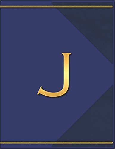 okumak J: Monogram J Journal with the Initial Letter J Notebook for Men, Boys, Girls or Women, Deep Blue Cover with Gold Trim and an Executive Style Letter for the Monogram