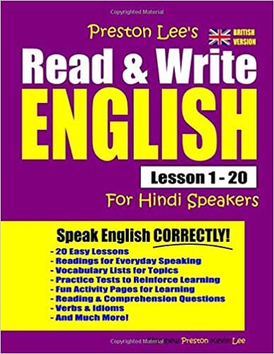 okumak Preston Lee&#39;s Read &amp; Write English Lesson 1 - 20 For Hindi Speakers (British Version)