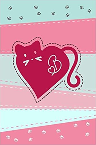 okumak B: Heart Cat Monogram Blank Journal. A perfect romantic notebook for cat lovers.