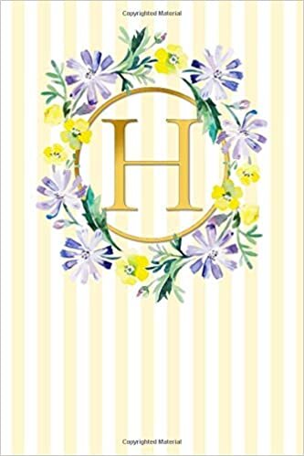 okumak H: Elegant Classic French Stripes / Lilac Flowers with Gold | Super Cute Monogram Initial Letter Notebook | Personalized Lined Journal / Diary | ... Style Monogram Composition Notebook, Band 1)