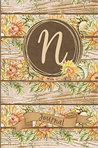 okumak N Journal: Rustic Sunflower Journal Monogram Initial N Lined Notebook | Decorated Interior