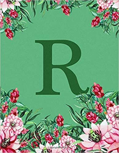 okumak R. Monogram Initial R Notebook. Pink Flowers Floral Cover. Blank Lined Notebook Journal Planner Diary.