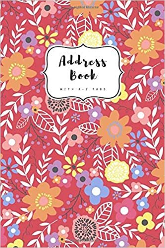 okumak Address Book with A-Z Tabs: 4x6 Contact Journal Mini | Alphabetical Index | Pretty Floral Leaf Design Red