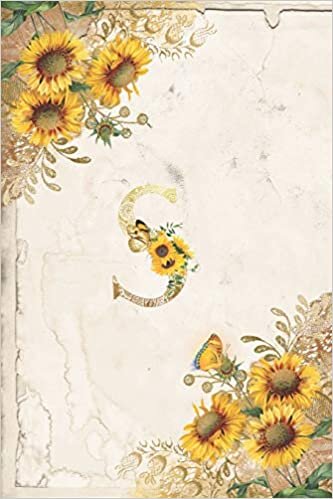 okumak Vintage Sunflower Notebook: Sunflower Journal, Monogram Letter S Blank Lined and Dot Grid Paper with Interior Pages Decorated With More Sunflowers:Small