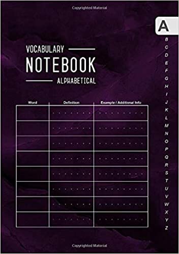 okumak Vocabulary Notebook Alphabetical: A5 Medium Notebook 3 Columns with A-Z Tabs Printed | Marble Purple Black Design