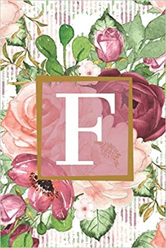 okumak Floral Garden Monogram Letter F Journal: Lined 6x9 inch Soft Cover Notebook