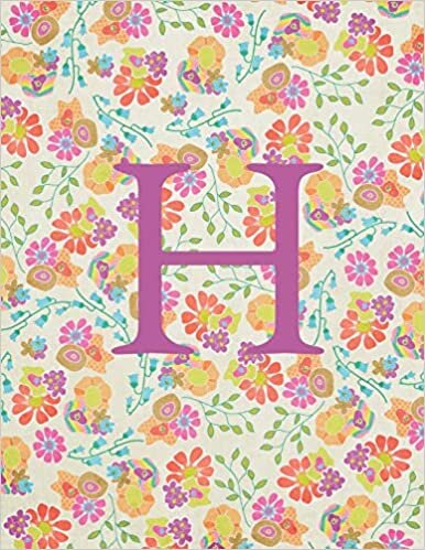 okumak H: Monogram Initial H Notebook for Women and Girls-Bright Floral-120 Pages 8.5 x 11