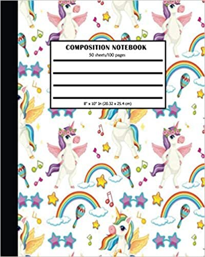 okumak primary composition notebook k-2: Cute unicorn and fairy elements colorful primary composition notebook, Primary Journal Grades K-2, Creative ... (20.32 x 25.4 cm), primary practice paper.