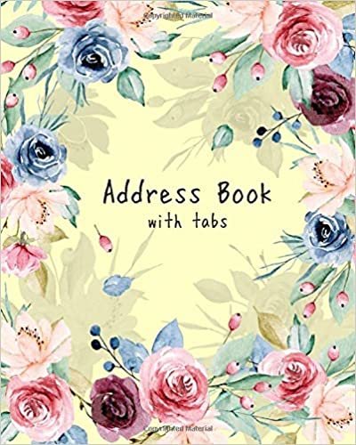 okumak Address Book with Tabs: 8x10 Large Contact Notebook Organizer | A-Z Alphabetical Tabs | Large Print | Peony Rose Flower Frame Design Yellow