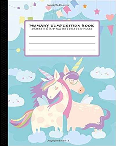 okumak Primary Composition Book - Grades K-2 (5/8” Ruled) | 8x10 | 160 pages: Magical and Cute Unicorn Notebook K-2, Perfect for Kids in the Early Childhood ... Space and Dotted Mid Line 5/8&quot; Ruled 8&quot;x10&quot;