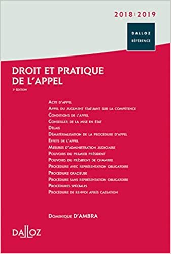 okumak Droit et pratique de l&#39;appel 2018/2019 - 3e éd. (Dalloz Référence)