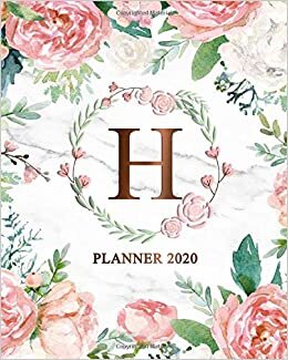 okumak 2020 Planner: Rose Gold Floral Monogram Initial Letter H Weekly Planner, Organizer &amp; Agenda for Girls &amp; Women - To-Do’s, Inspirational Quotes &amp; Funny Holidays, Vision Boards &amp; Notes.