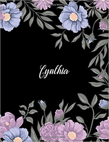 okumak Cynthia: 110 Ruled Pages 55 Sheets 8.5x11 Inches Climber Flower on Background Design for Note / Journal / Composition with Lettering Name,Cynthia