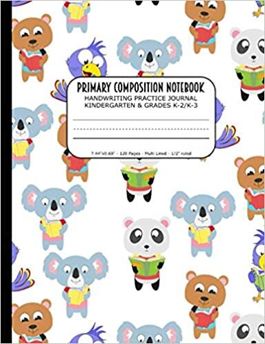 okumak Primary Composition Notebook | Handwriting Practice Journal Kindergarten &amp; Grades K-2/K-3: Handwriting Practice Paper with 3 Lines (Dotted Midline) | ... | Adorable Kolala Bear Panda Bear Bird Cove