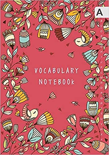 okumak Vocabulary Notebook: A5 Notebook 3 Columns Medium | A-Z Alphabetical Sections | Bird Mini Heart Floral Frame Design Red