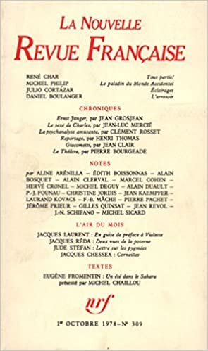 okumak LA N.R.F. 309 (OCTOBRE 1978) (LA NOUVELLE REVUE FRANCAISE)