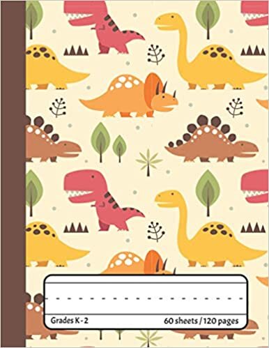 okumak Dinosaur Era - Primary Composition Book: Draw and Write Journal, Grades K-2, Dashed Midline and Picture Space Elementary School Exercise Workbook, (8.5&quot; x 11&quot; Notebook)