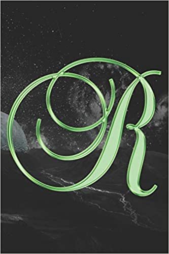 okumak R Journal: A Monogram R Initial Capital Letter Notebook For Writing And Notes: Great Personalized Gift For All First, Middle, Or Last Names (Green Gold Moon Galaxy Print)