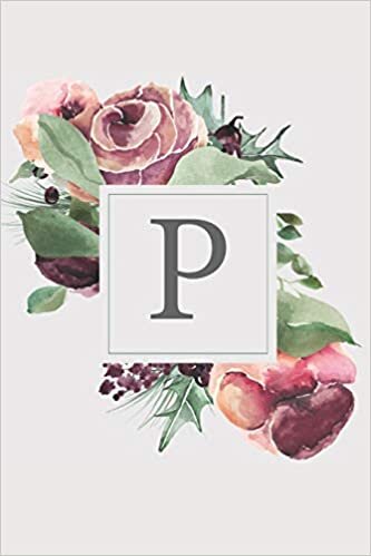 okumak P: Pink Monogram Sketchbook | 110 Sketchbook Pages (6 x 9) | Soft Pink Roses and Peonies in a Watercolor Monogram Sketch Notebook | Personalized Initial Letter Journal | Monogramed Sketchbook