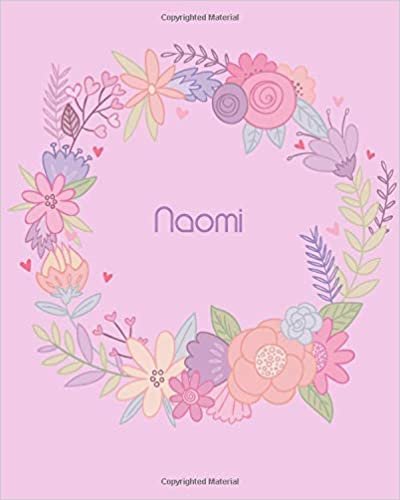 okumak Naomi: 110 Lined Pages 8x10 Cute Pink Blossom Design with Lettering Name for Girl, Journal, School and Self Note,Naomi