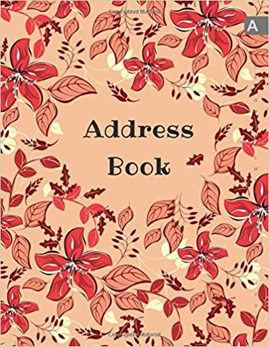 okumak Address Book: 8.5 x 11 Big Contact Notebook Organizer | A-Z Alphabetical Sections | Large Print | Floral Leaf Frame Design Orange