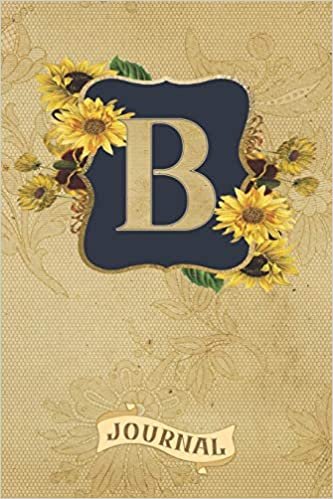 okumak B Journal: Vintage Sunflowers Journal Monogram Initial B Lined and Dot Grid Notebook | Decorated Interior