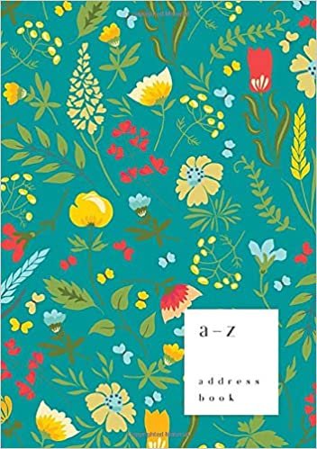 okumak A-Z Address Book: A5 Medium Notebook for Contact and Birthday | Journal with Alphabet Index | Garden Flower Herb Cover Design | Teal