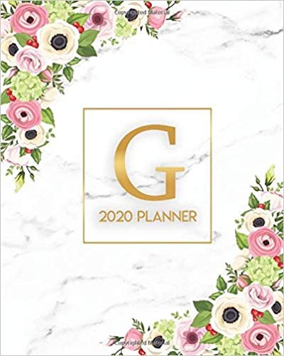 okumak 2020 Planner: Marble &amp; Gold Weekly Daily Organizer for Girls &amp; Women - Floral Monogram Letter G Agenda &amp; Calendar With Holidays &amp; Inspirational Quotes, To-Do’s, Vision Boards &amp; Notes.