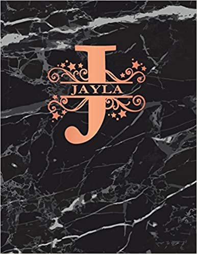 okumak Jayla: Personalized Dot Grid Bullet Notebook for Women or Girls. Monogram Initial J. Black Marble &amp; Rose Gold Cover. 8.5&quot; x 11&quot; 110 Pages Dotted Journal Diary Paper