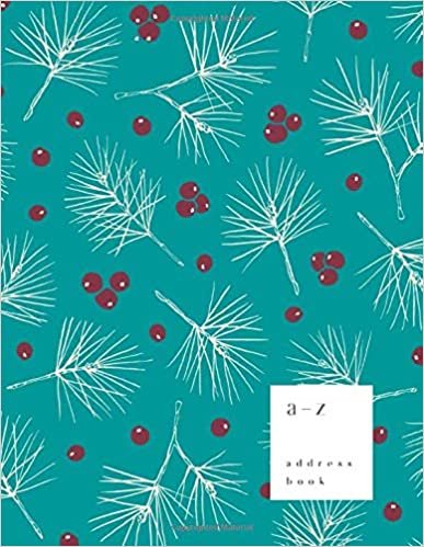 okumak A-Z Address Book: 8.5 x 11 Large Notebook for Contact and Birthday | Journal with Alphabet Index | Pine Tree Berry Design | Teal